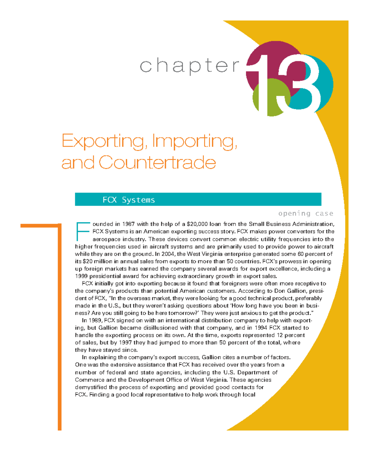 Chapter 13: Exporting, Importing, and Countertrade - FCX Systems Case ...