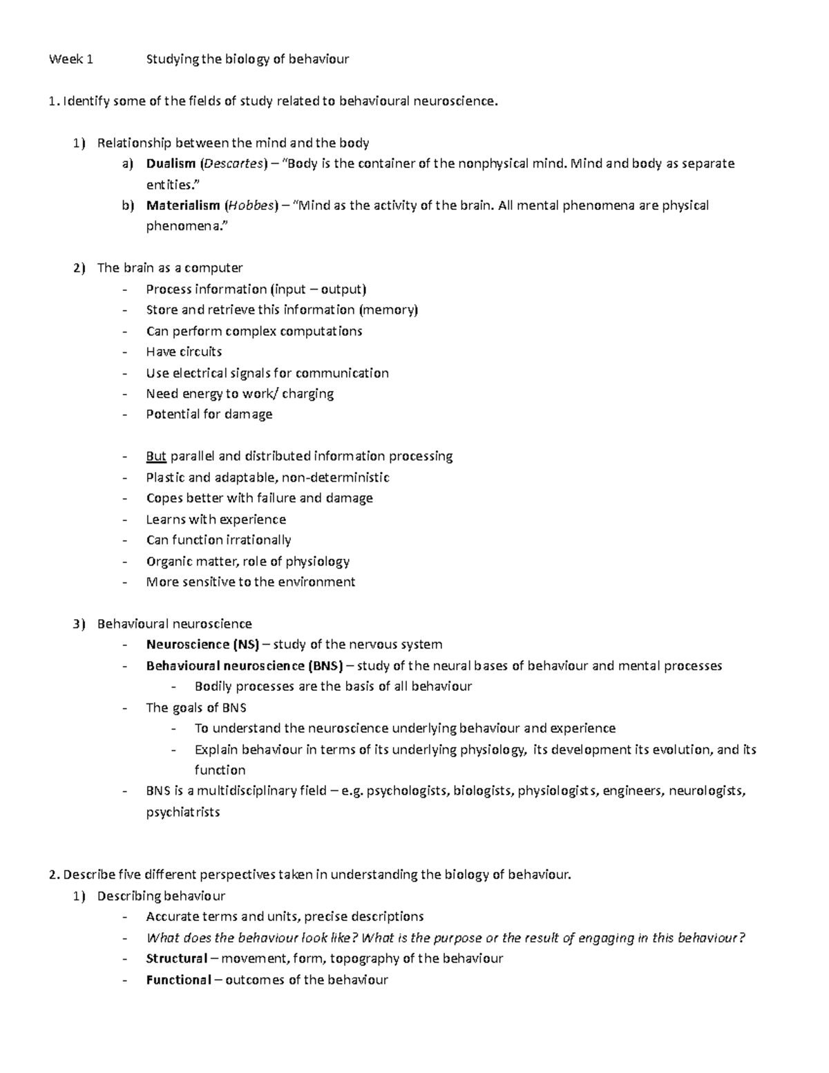 PSYC304 Midterm 1 - Behavioural Neuroscience Lecture Notes - Studocu