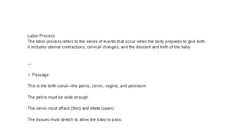 Labor Process Overview: Key Factors in Childbirth - Studocu