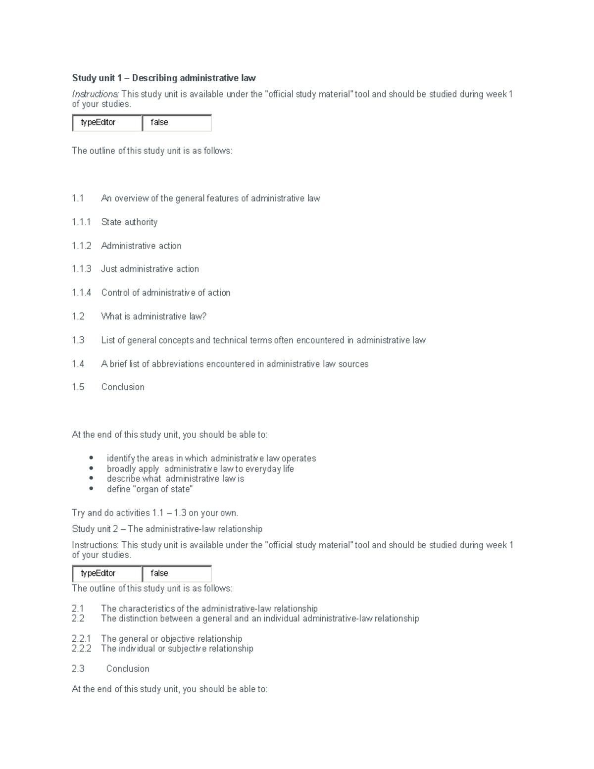 ADL2601 Study Unit Overview: Administrative Law Concepts & Principles ...