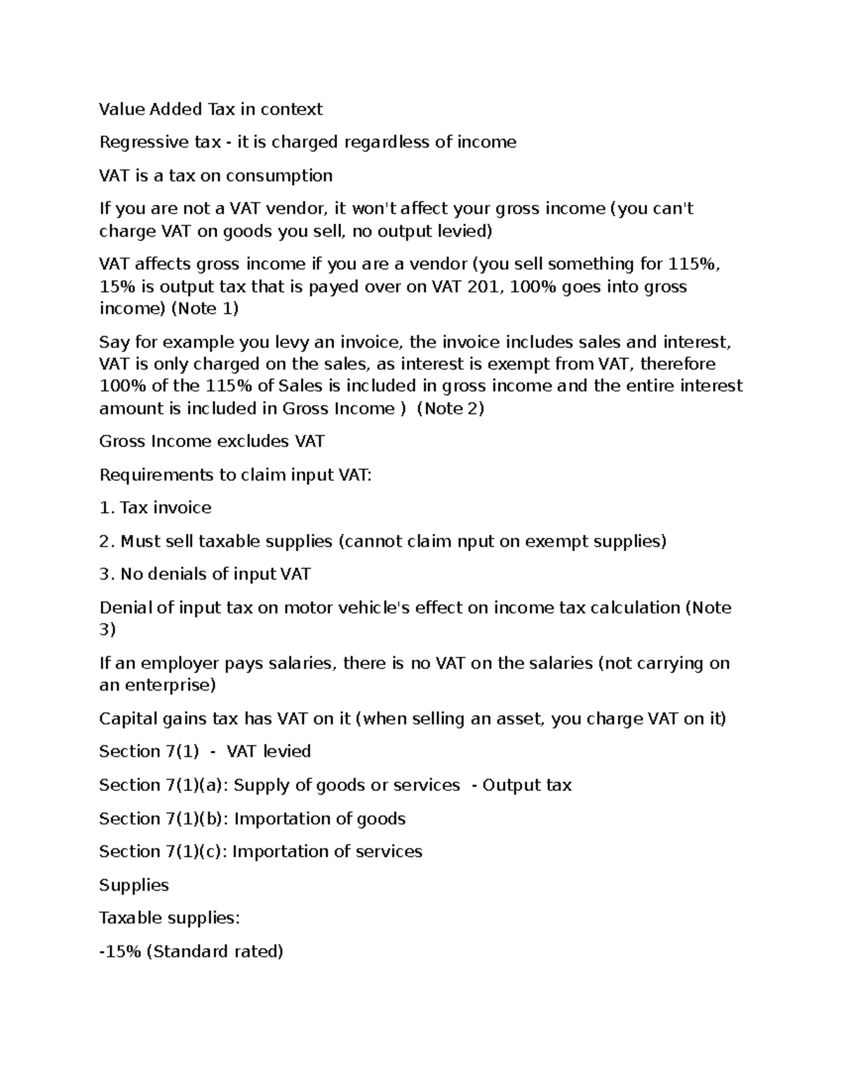 VAT Notes: Understanding Regressive Tax and Its Impact on Income - Studocu