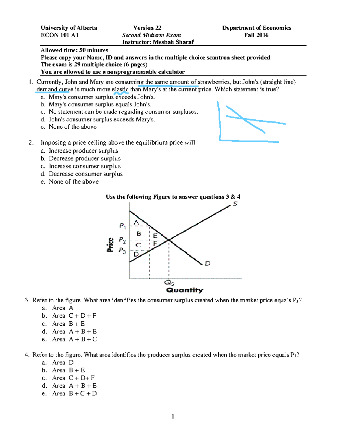 ECON 101 A1 Fall 2016 Second Midterm Exam Review Notes - Studocu