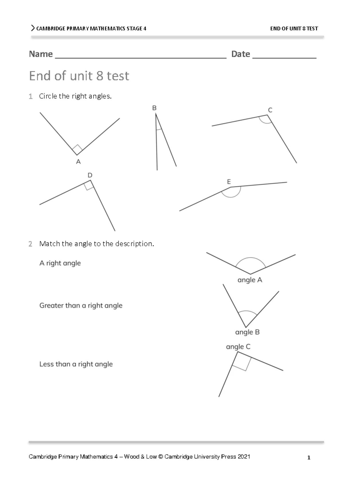 Mathematics Progression Test - M Stage 8 - Cambridge Lower Secondary 8 ...