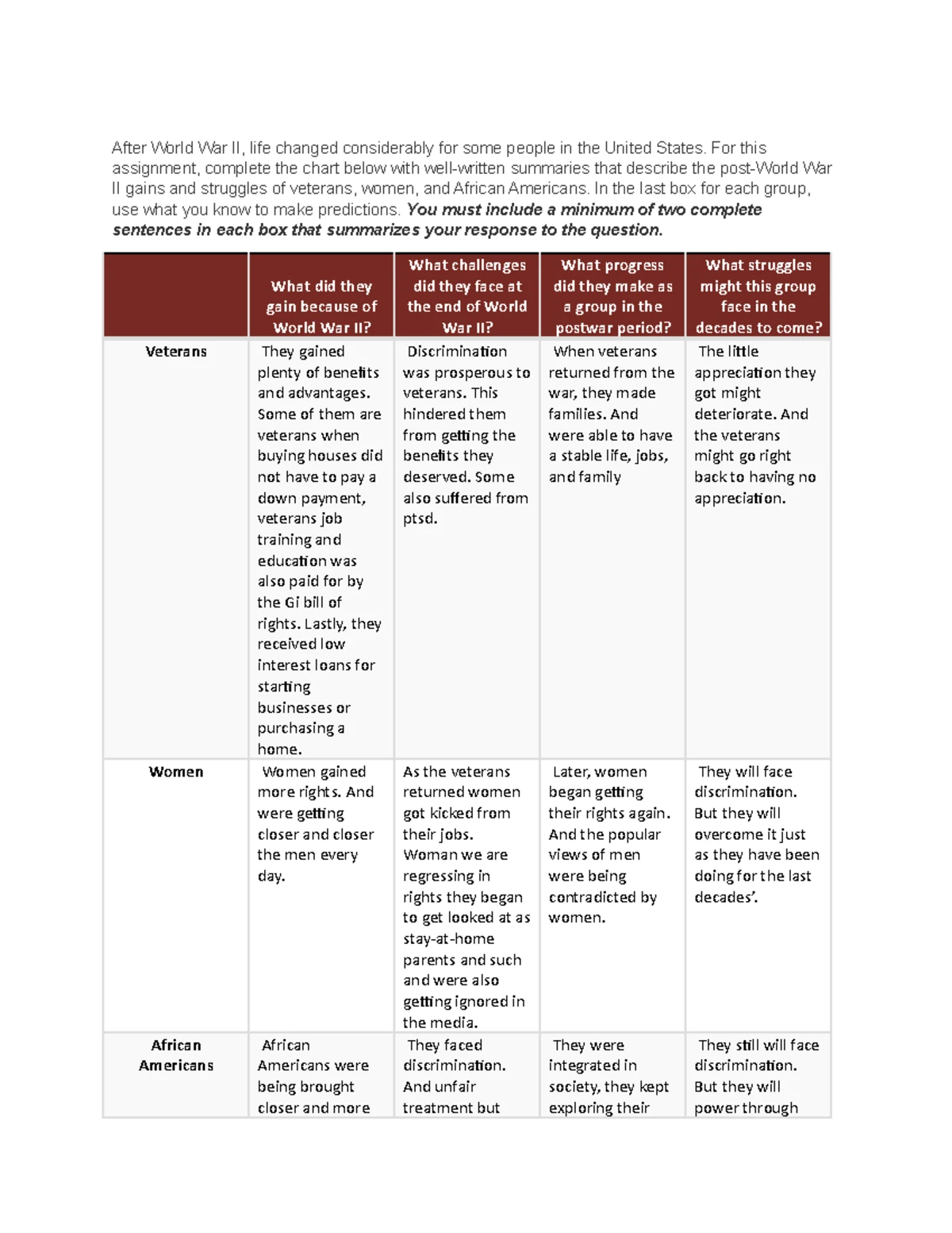 06.03 English 3 Evaluate Reasoning Completed - Complete a chart showing ...