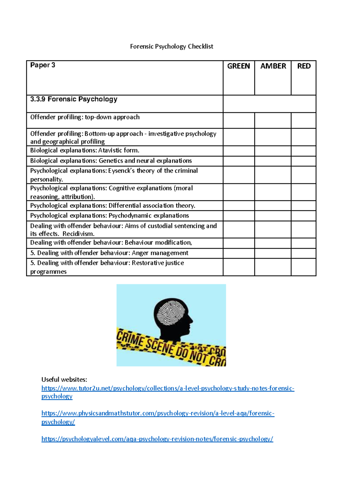 Forensic Psychology Checklist - Forensic Psychology Checklist Useful ...