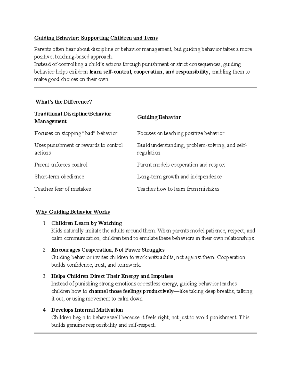 Guiding Behavior: Positive Approaches for Parents and Teens - Studocu