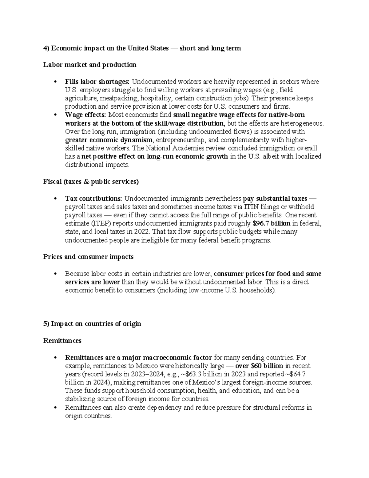Economic Impact of Undocumented Workers in the U.S. Labor Market - Studocu