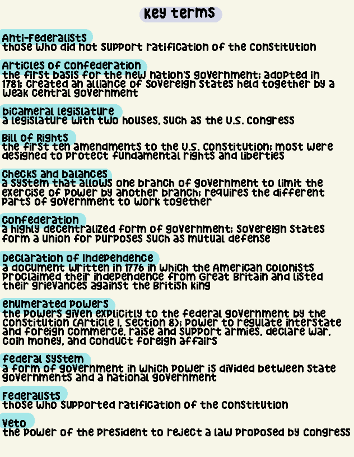 Chapter 2 Review - The Constitution and Its Origins Key Terms ...