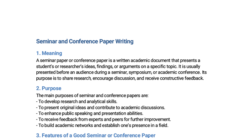 Seminar & Conference Paper Writing Guide: Key Features & Tips - Studocu