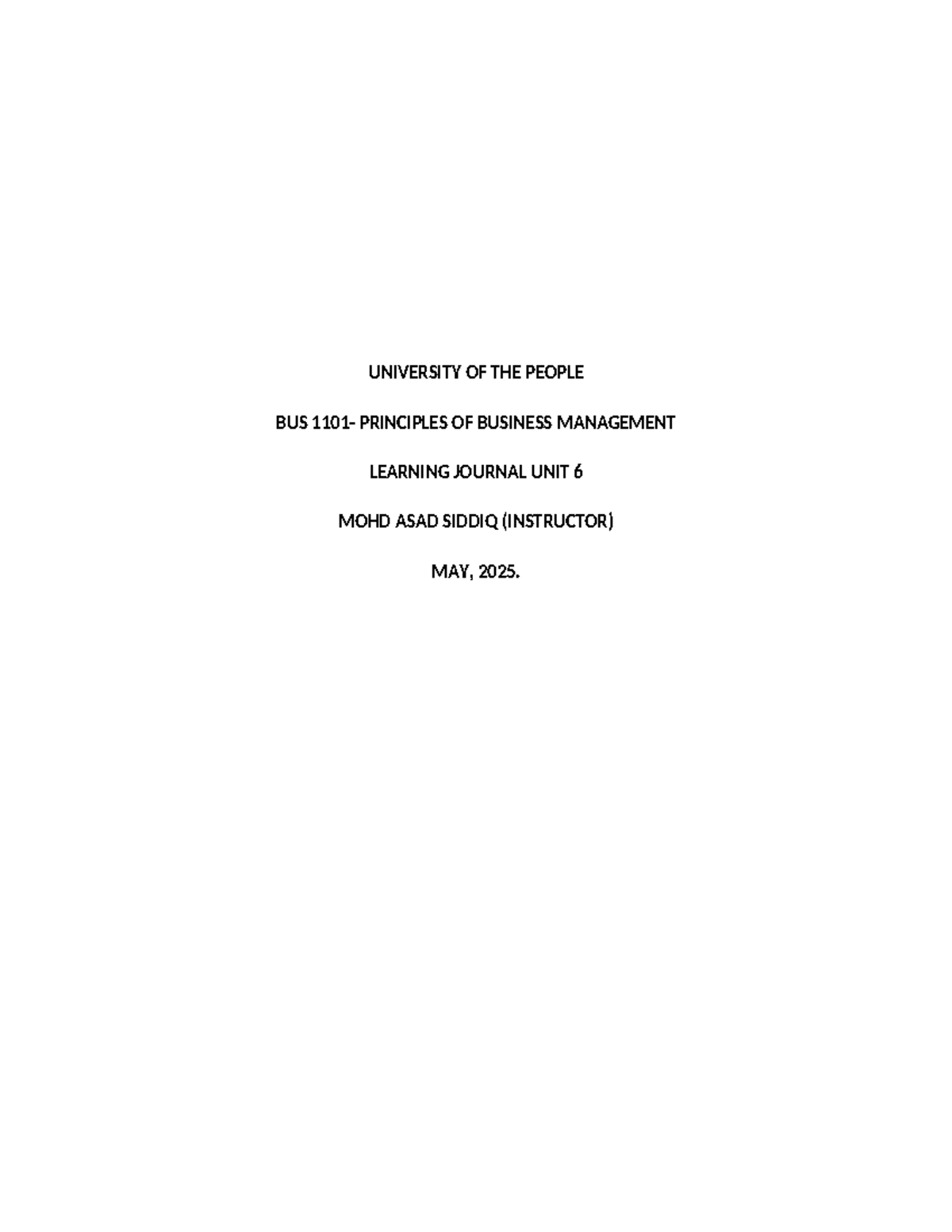 BUS 1101 Learning Journal Unit 6: SMART Goals & PDAD Cycle for CA ...