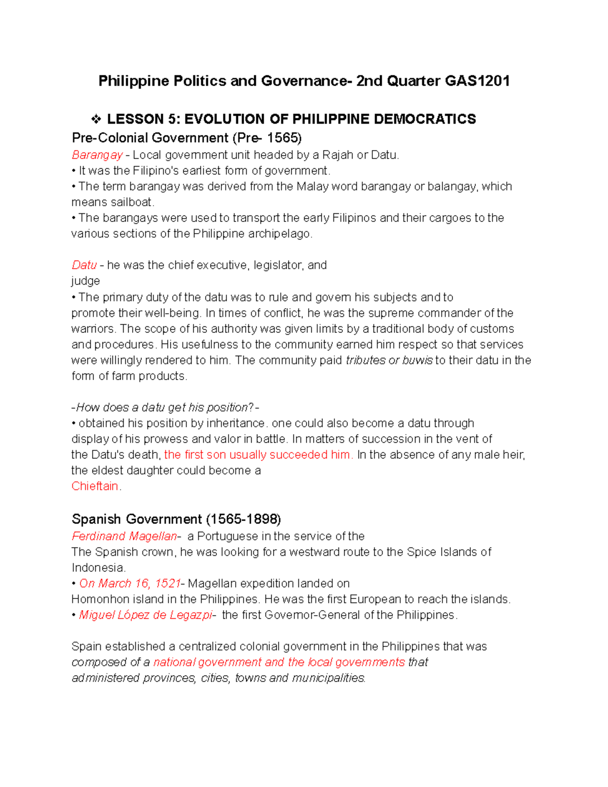PPG 2nd Quarter Lesson: Evolution of Philippine Democracies - Studocu