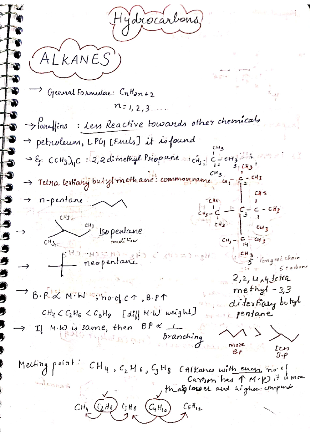Hydrocarbons - CHEMISTRY NOTES - Hydrocarbons ALKANES General Formulae ...