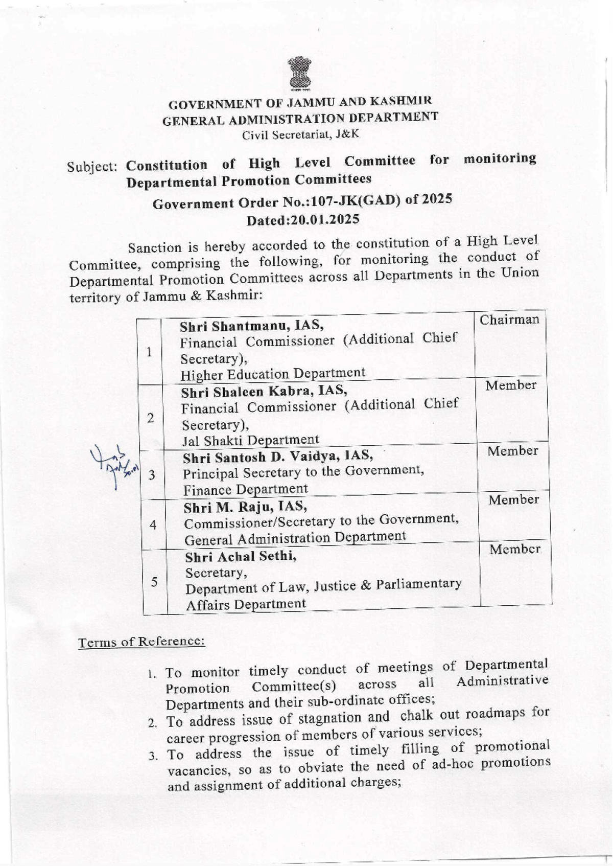 Constitution of High Level Committee for DPC Monitoring - 2025 - Studocu
