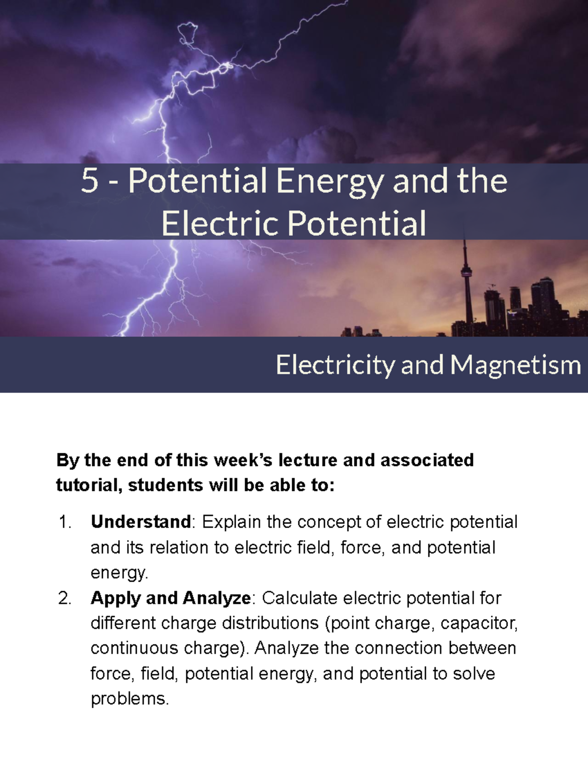 Lecture notes on potential energy and electric potential (PHYS 101 ...