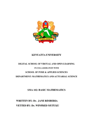 Japheth Ambuto SMA 102 PAST Papers - Basic Maths - Studocu