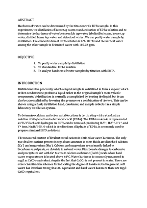 CHM421 EXP1 - LAB REPORT EXP 1 - Analytical Chemistry - Studocu