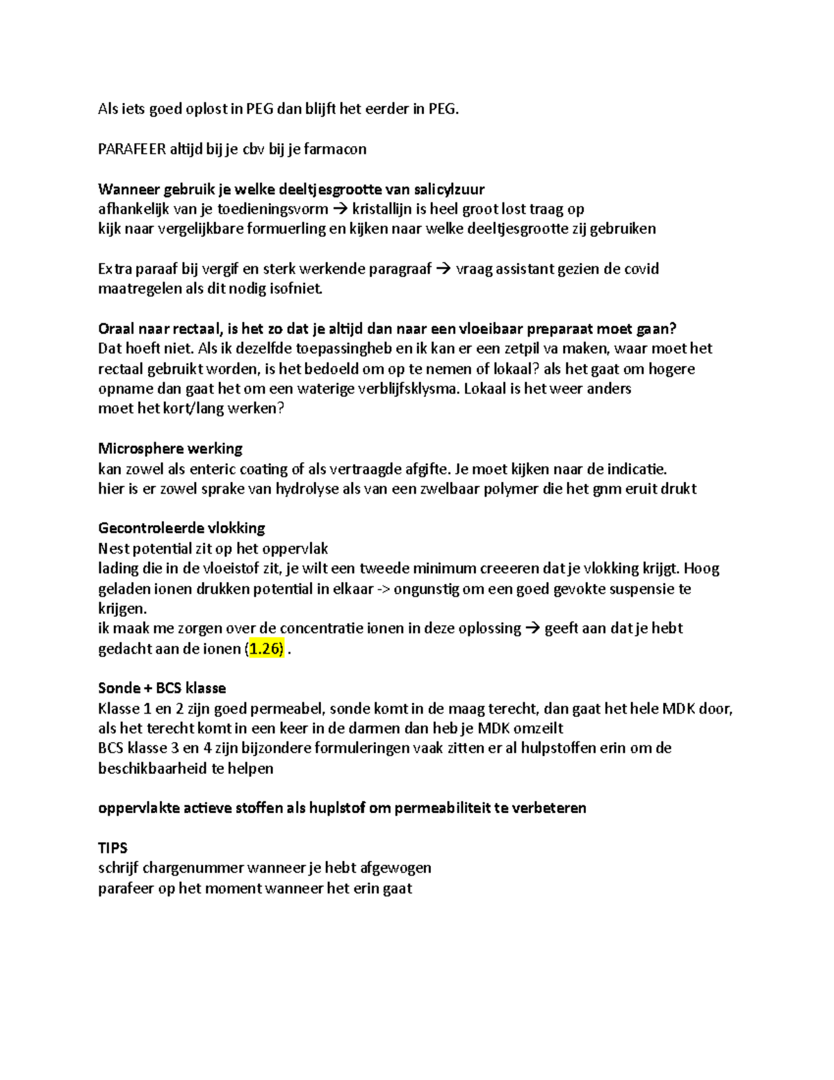 Farmaceutische Vragen en Aandachtspunten - Weekuur Discussies - Studeersnel