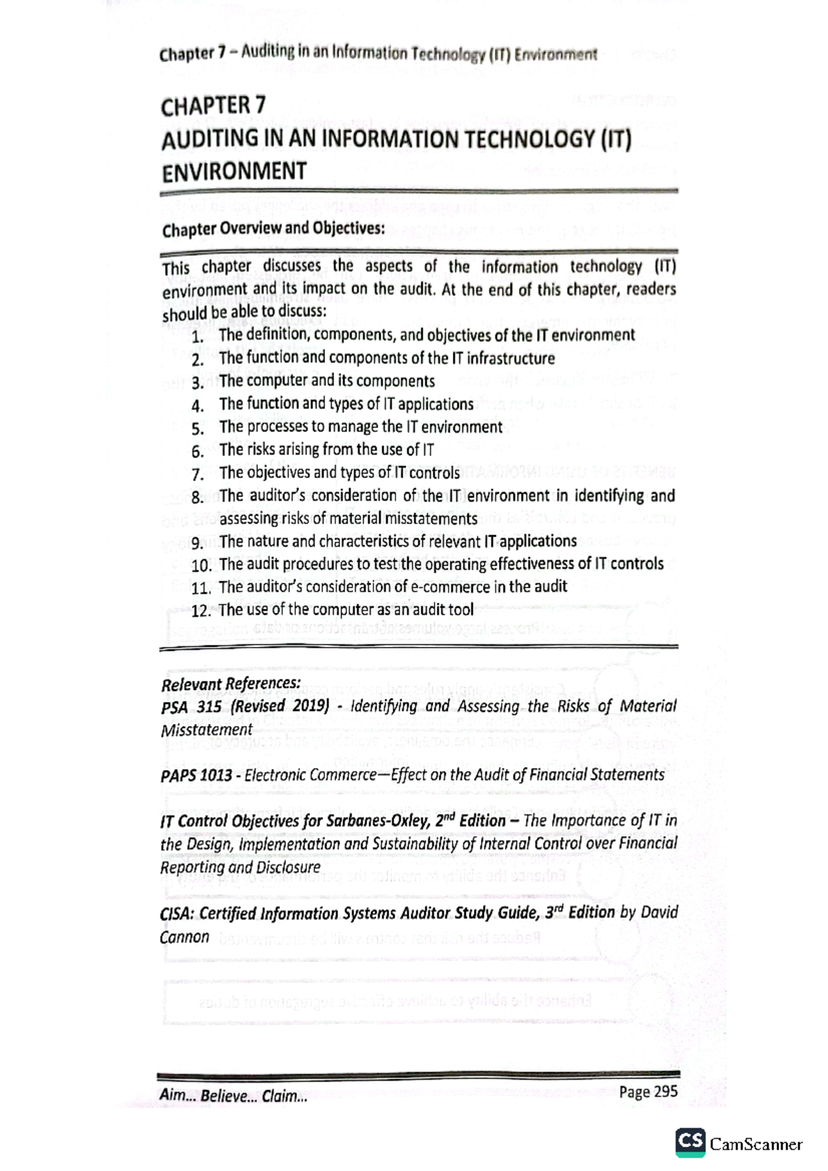 Chapter 7: Auditing in an IT Environment (CS 2023) - Studocu