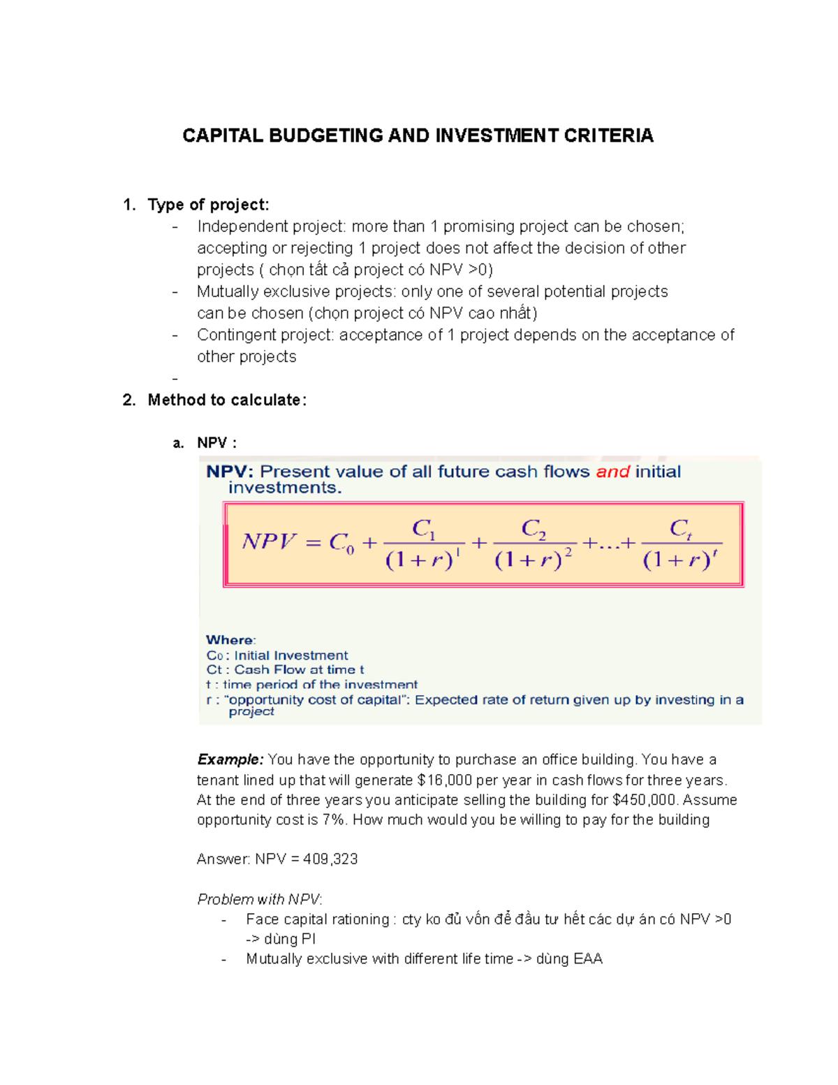 Capital Budgeting & Investment Criteria - Final Exam 945925 - Studocu