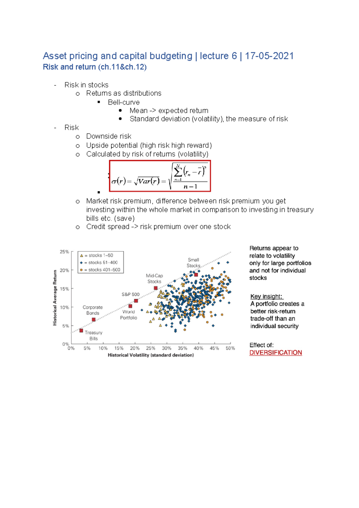 AP&CB - Lecture 6 - Asset Pricing & Capital Budgeting Notes - Studeersnel