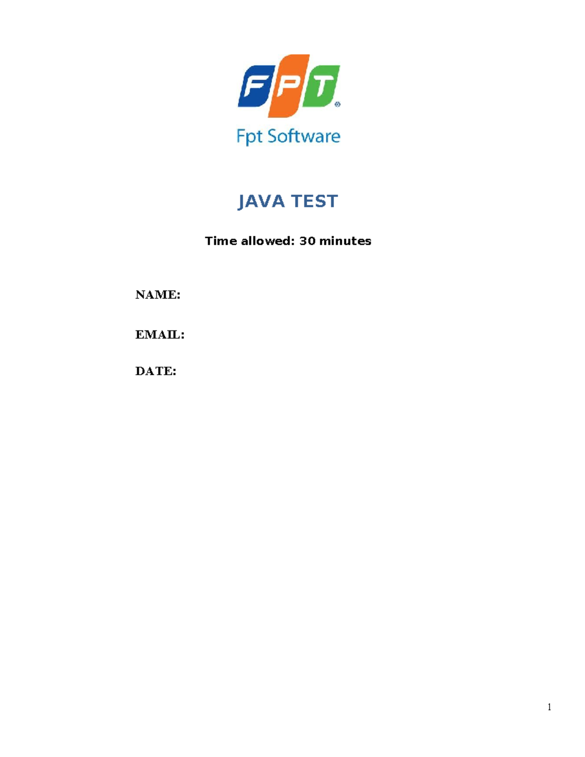 Fsoft Student Test: Java Test Questions and Answers - Studocu