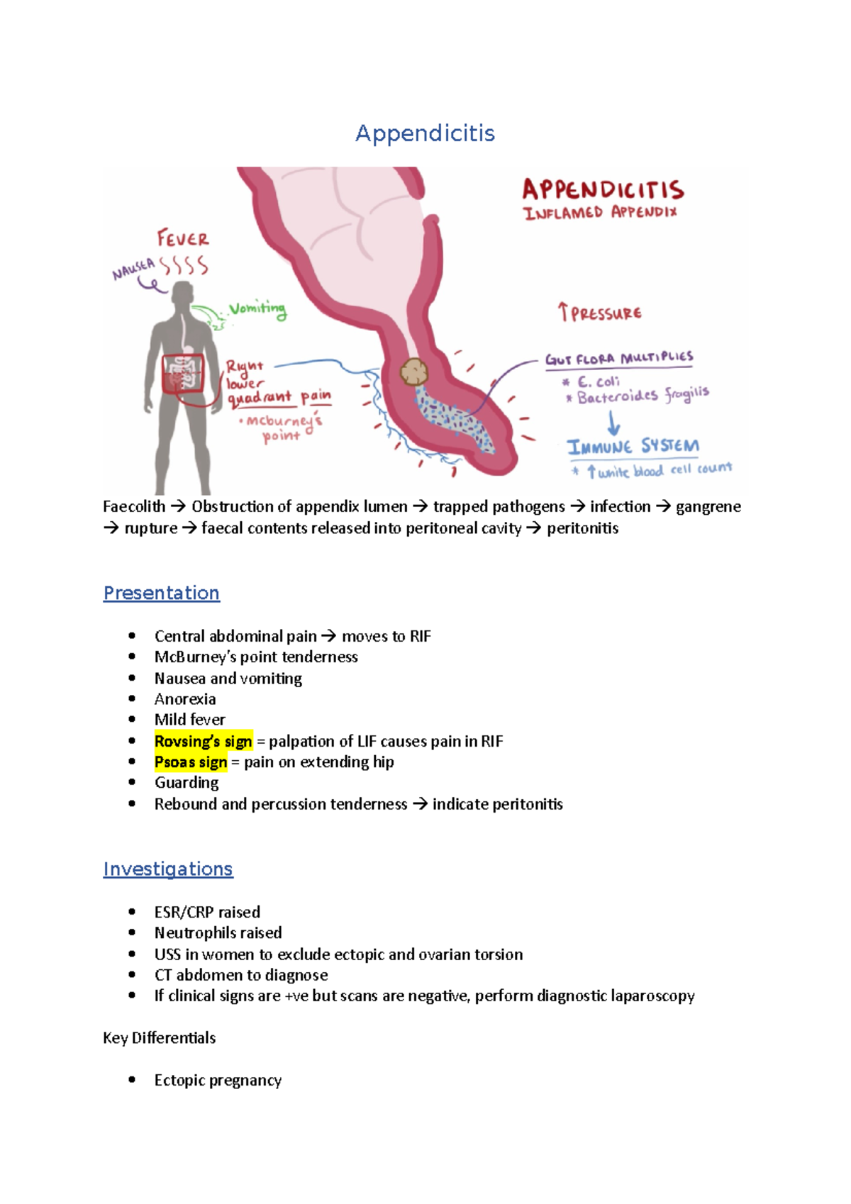 Appendicitis - Appendicitis Faecolith Obstruction of appendix lumen ...