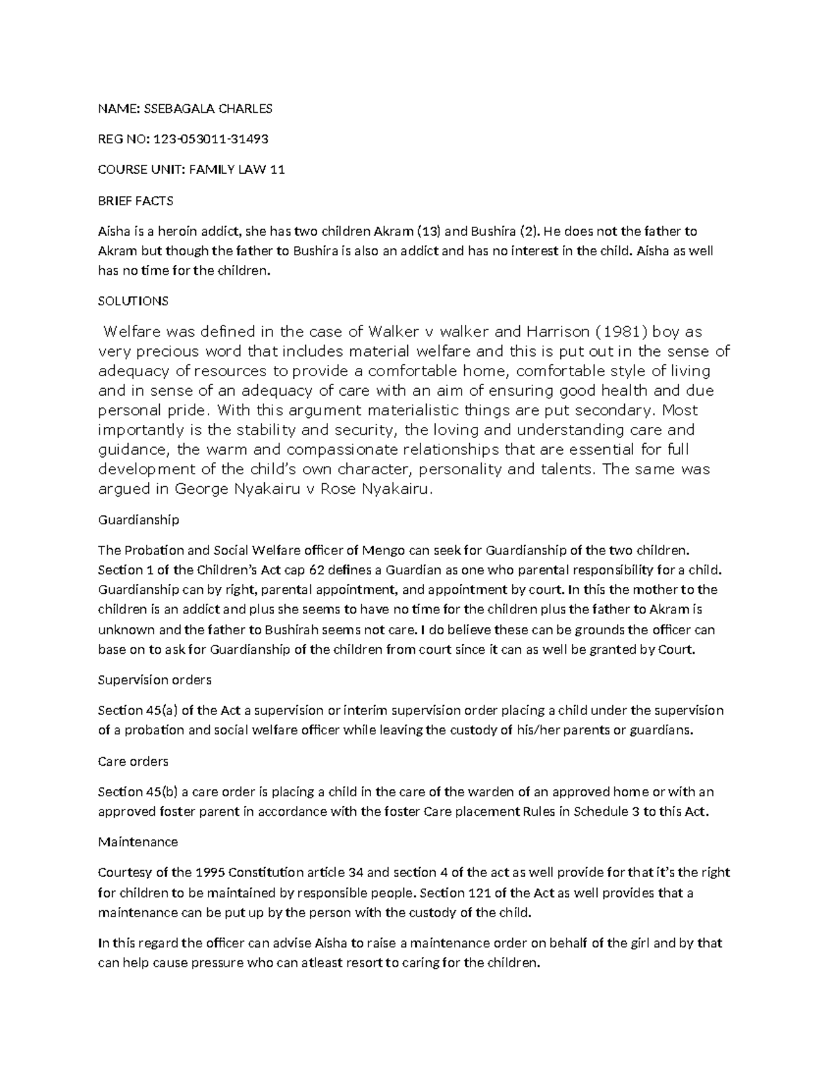 Family Law 11: Child Welfare and Guardianship Solutions - Studocu