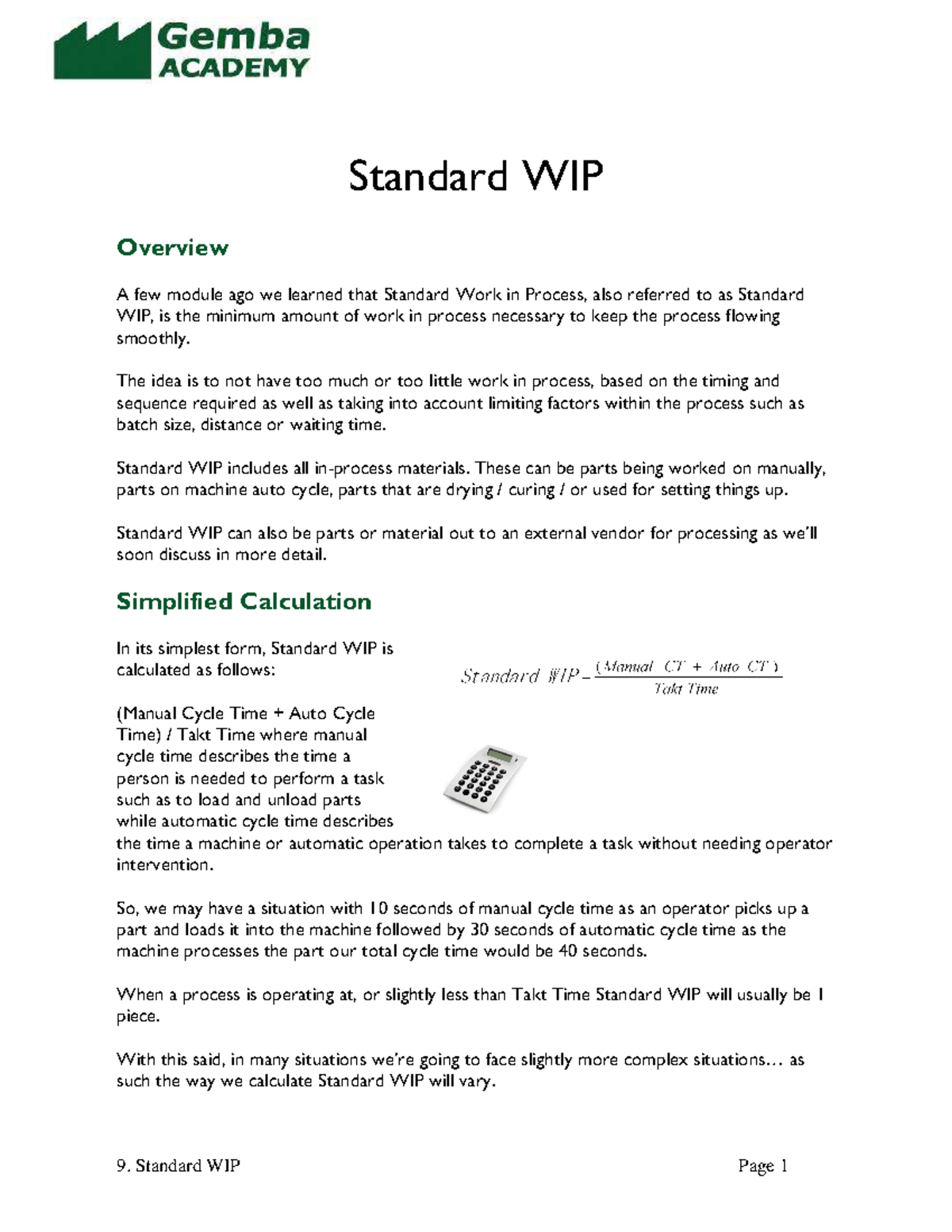 SWIP - Understanding Standard Work in Process Calculations and ...