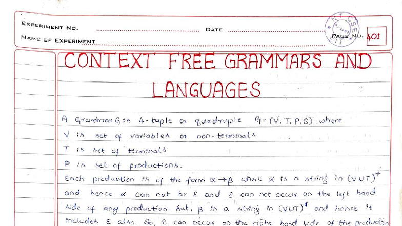 BCS503 Module 3: Context-Free Grammars, Context-Free Languages & PDAs ...