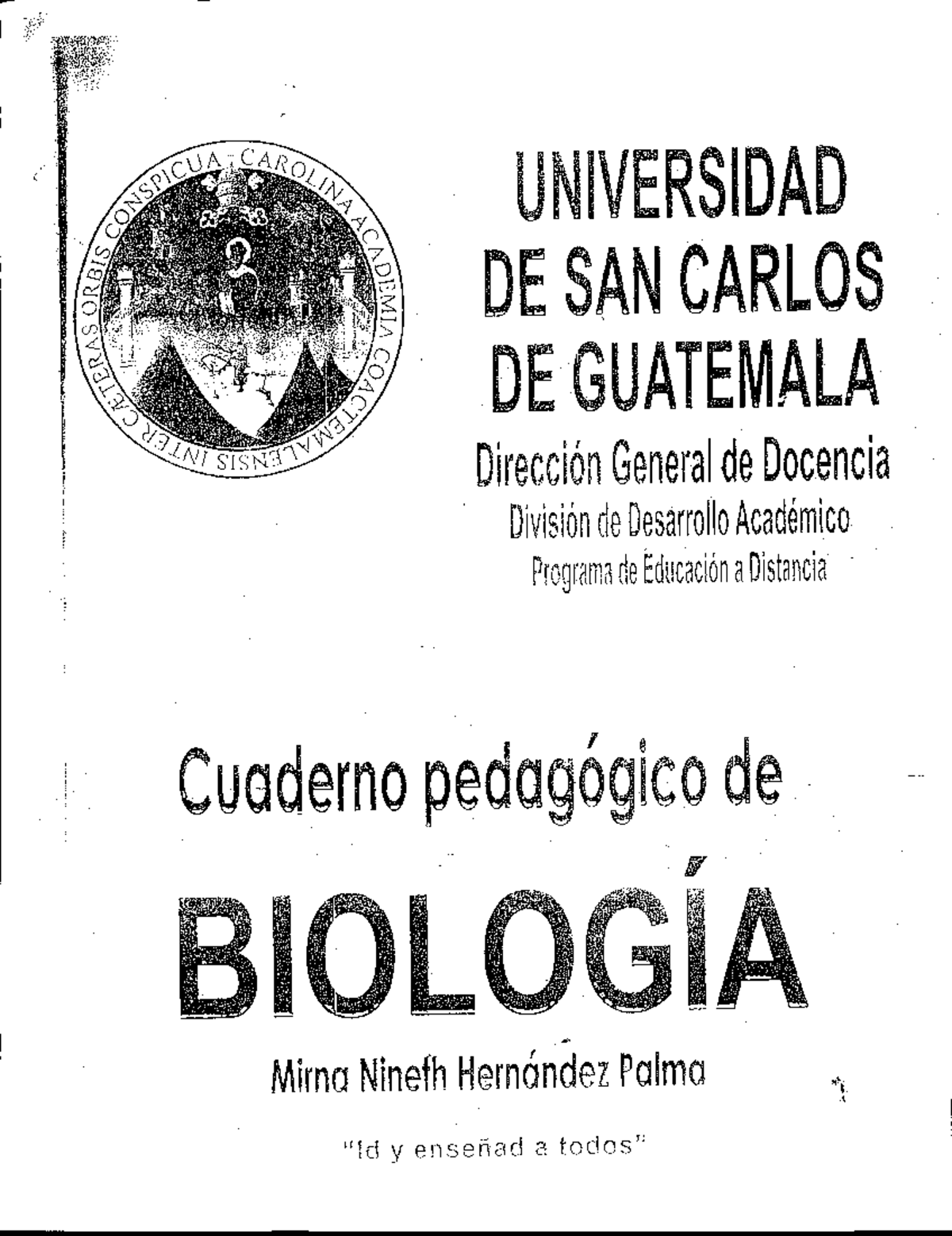 Cuaderno Pedagógico de Biología - USAC: Contenidos Esenciales - Document Preview