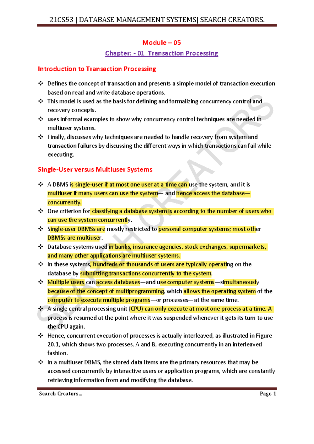 Transaction Processing Concepts in Module 5: Overview and Control - Studocu