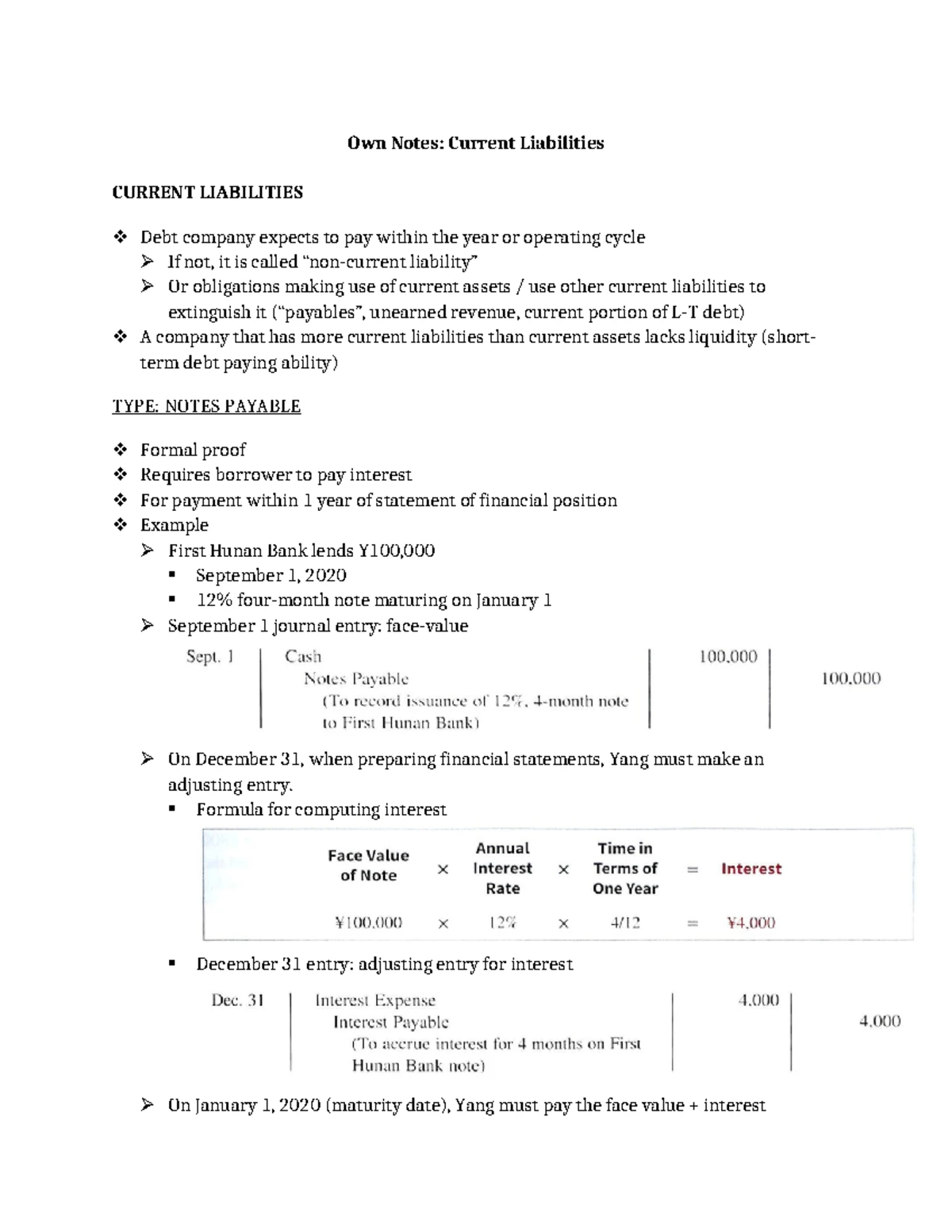 Own Notes- Long-term liabilities - Own Notes: Long-term / non-current ...