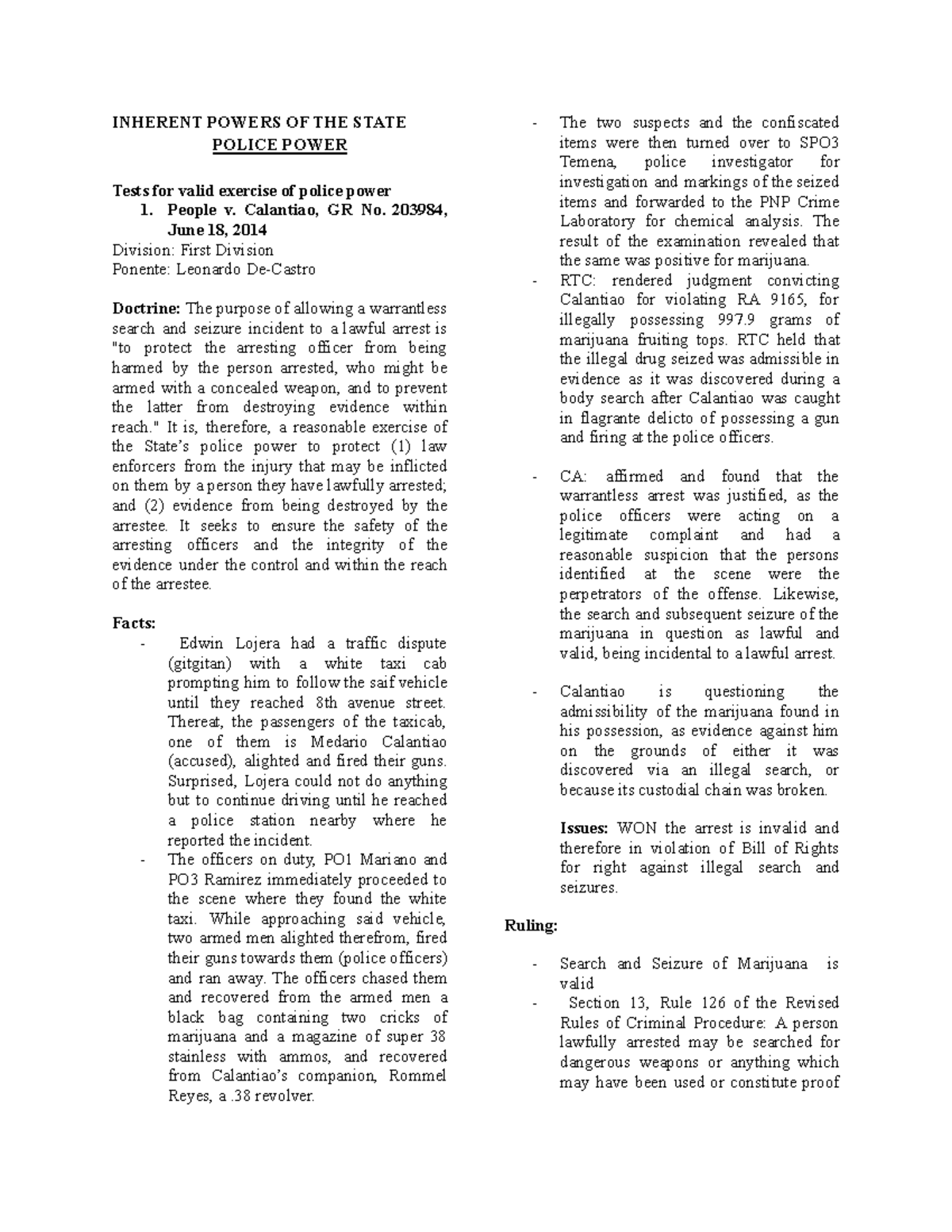 Constitutional Law Review: Case Digests on Inherent State Powers - Studocu