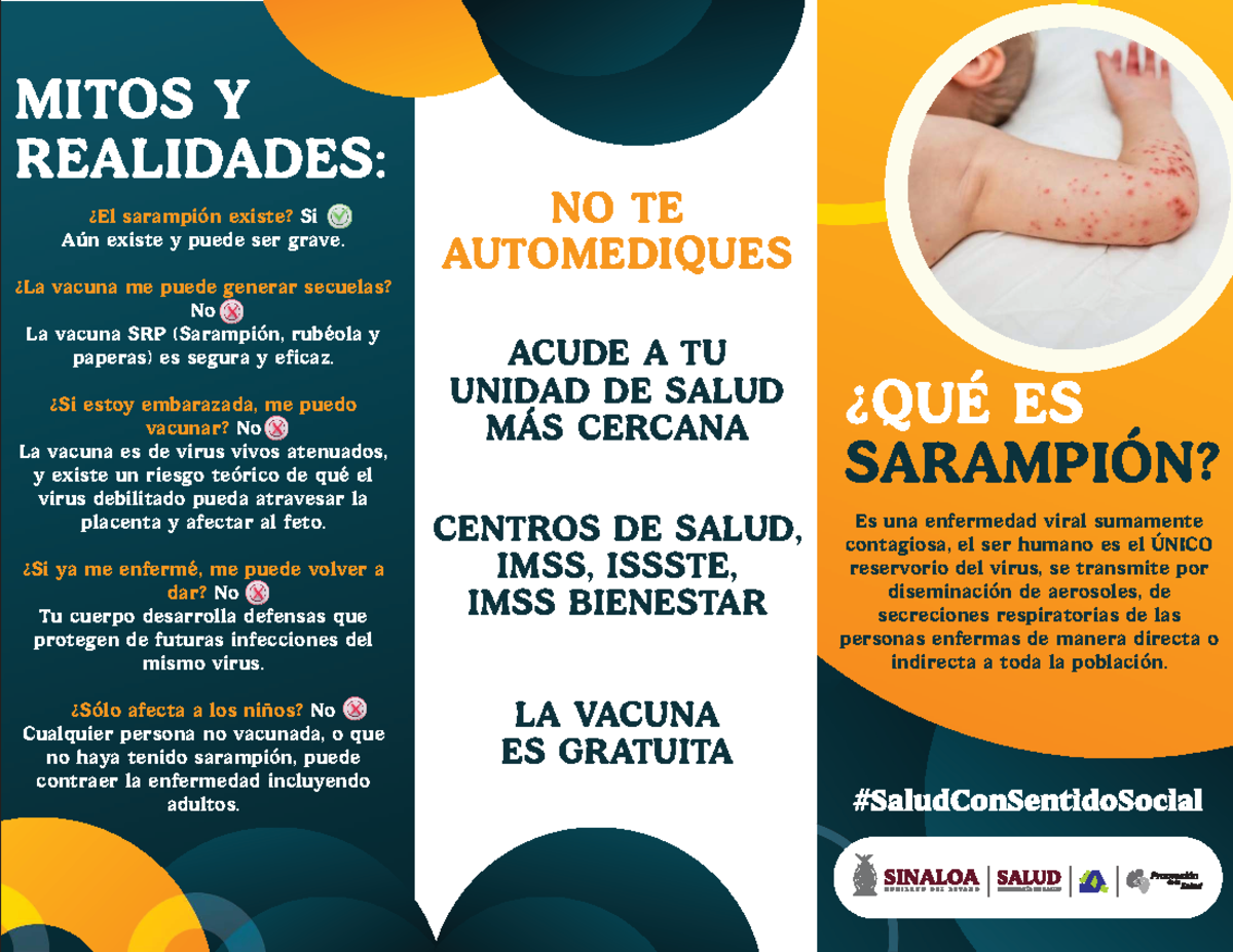 Tríptico Informativo sobre Sarampión y Vacunación - Studocu