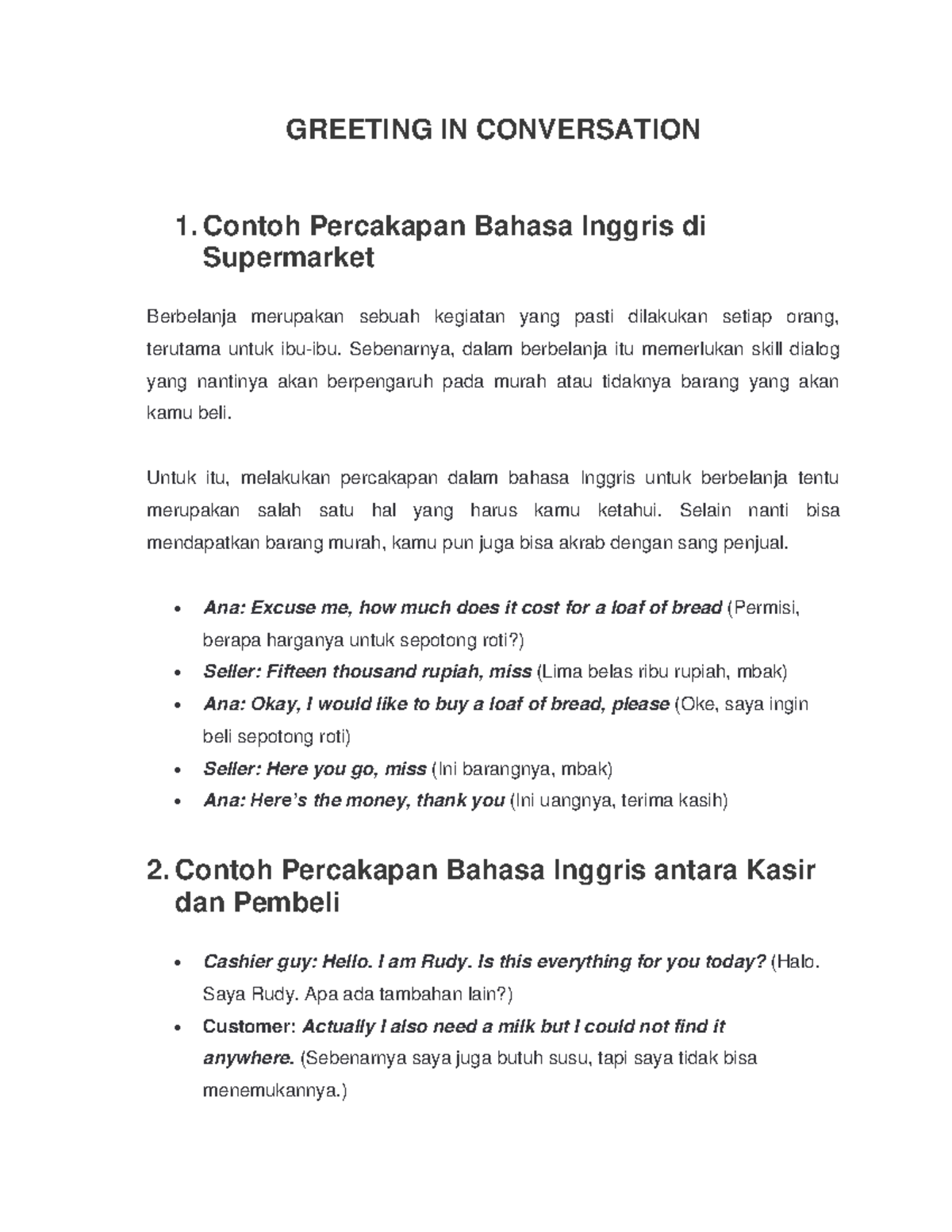 Greeting in Conversation: Examples and Dialogues C3 - Studocu
