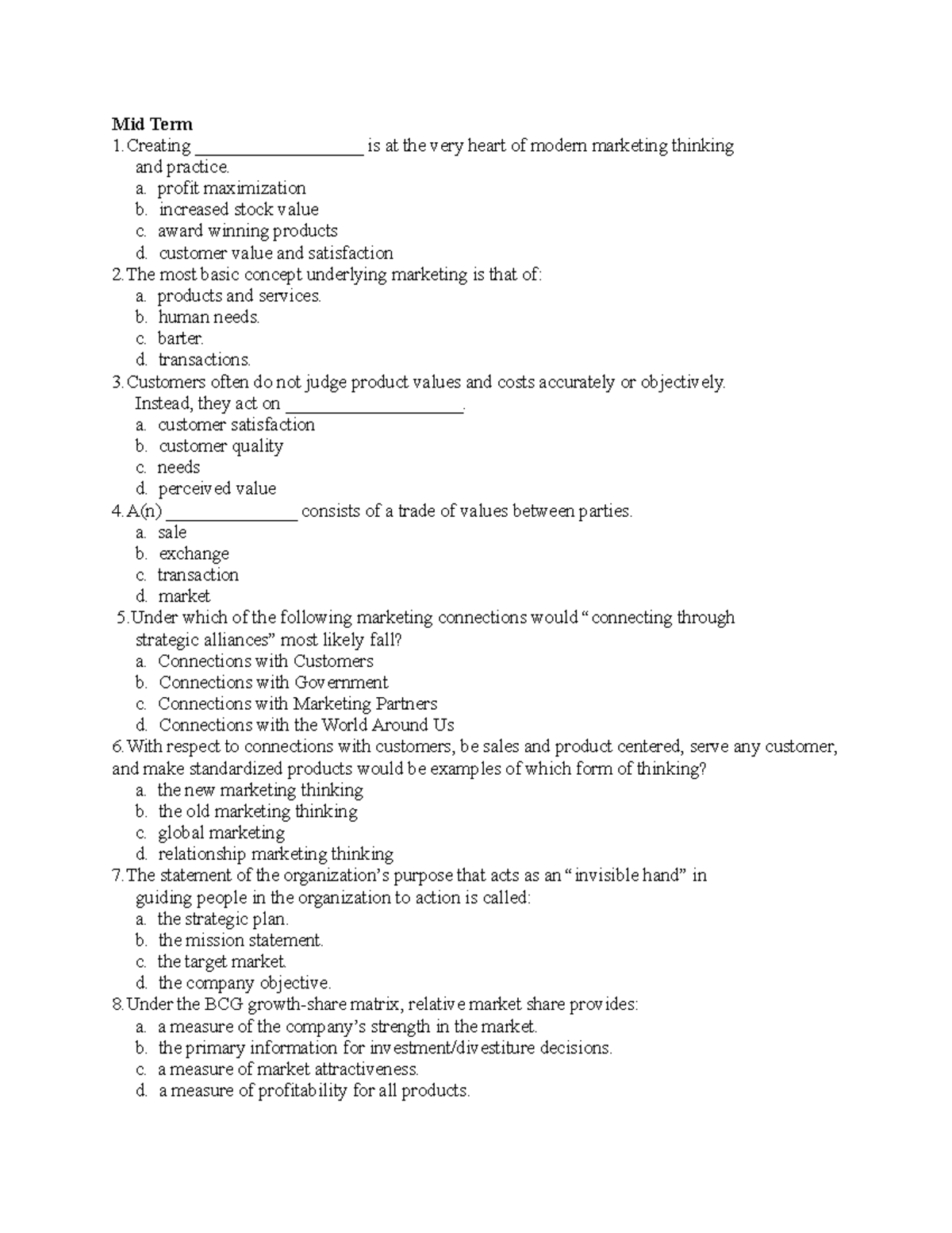 Midterm exam 1 31 February 2017, questions and answers - Mid Term 1 ...