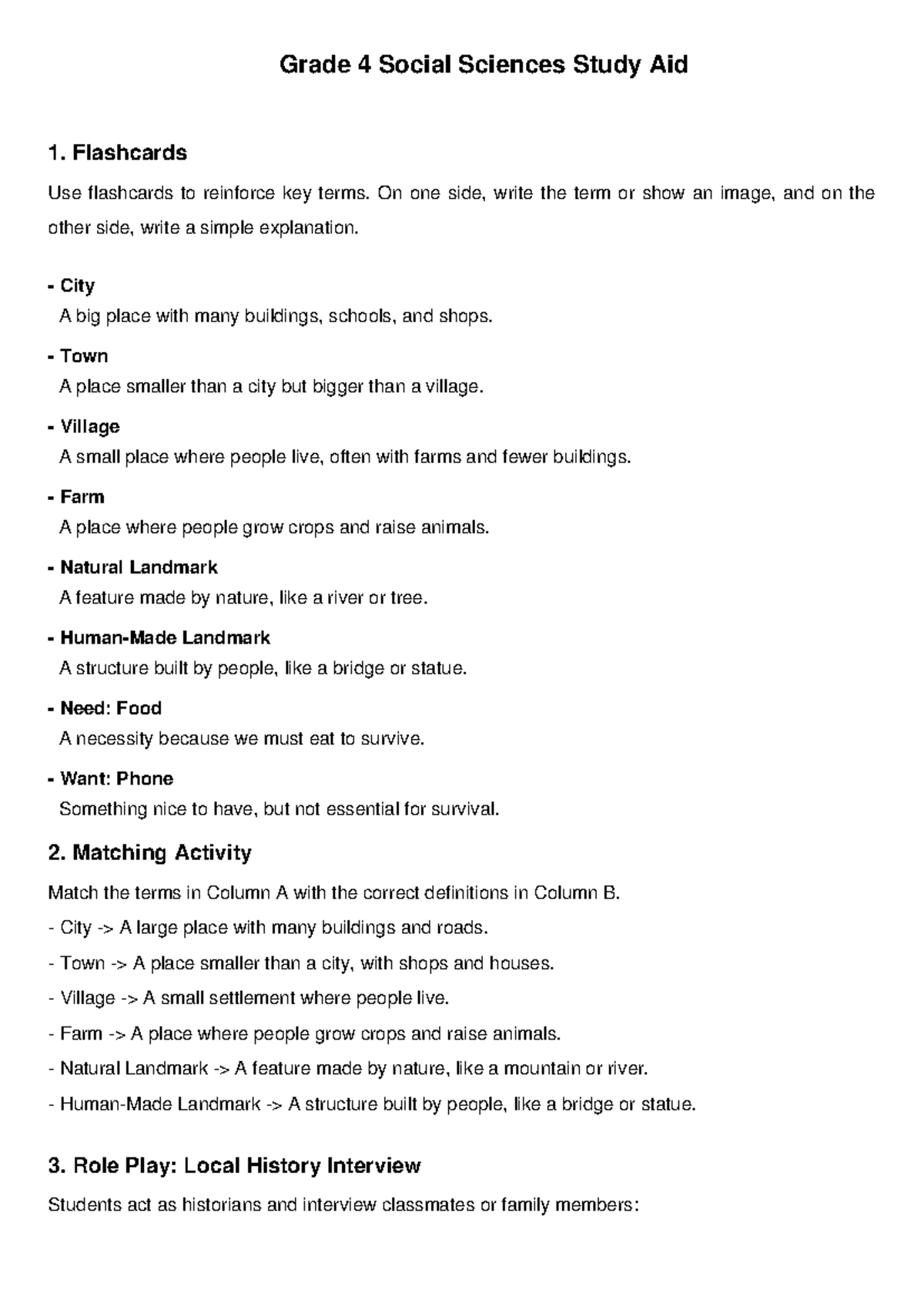 Grade 4 Social Sciences Study Notes: Flashcards & Activities - Studocu
