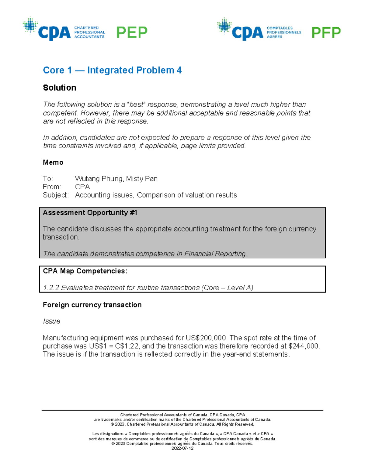 CO1-2301E - Integrated Problem 4 Solution for Foreign Currency Transactions - Document Preview