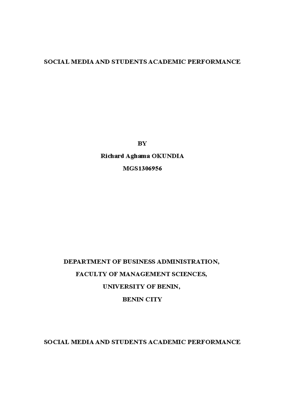 The Impact of Social Media on Students' Academic Performance: A Study ...
