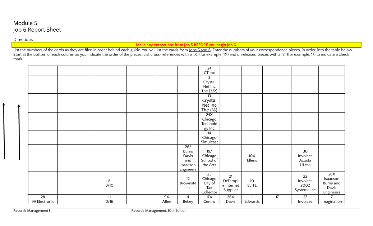 Job 6 Report Sheet for Module 5: Card Filing & Corrections - Studocu