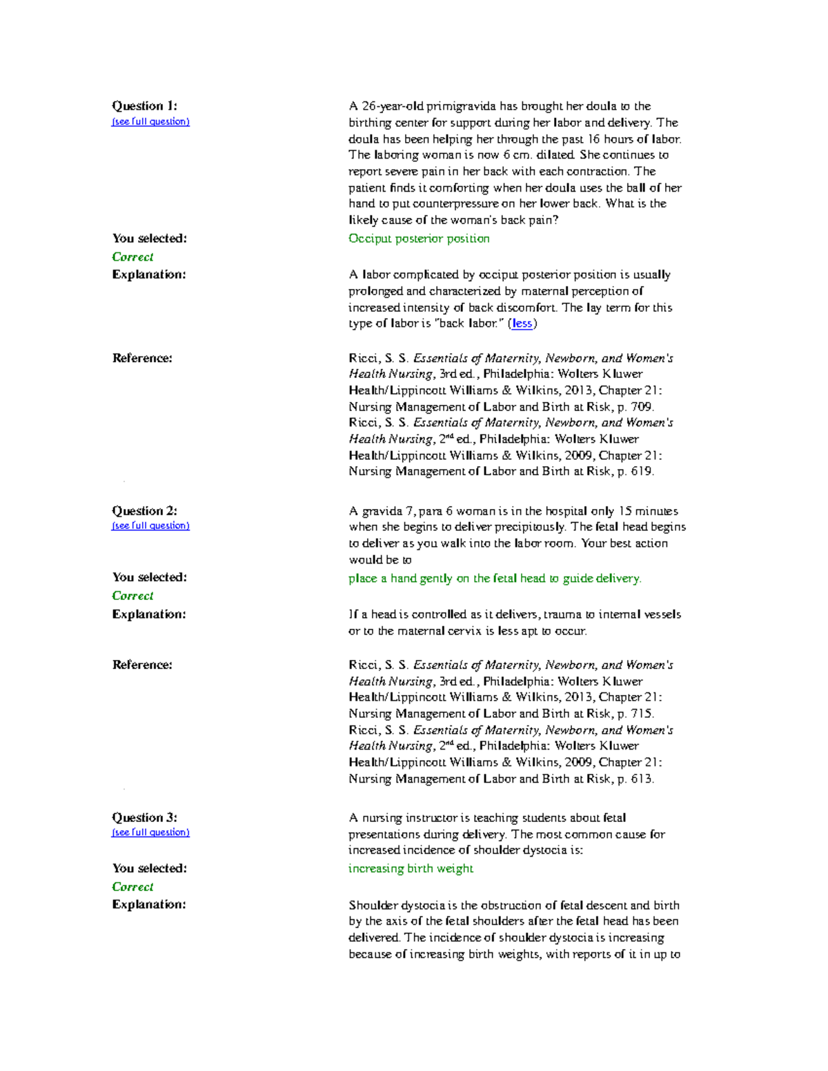 Maternity (NUR 300) Prep U Sample Questions for Exam Review - Studocu