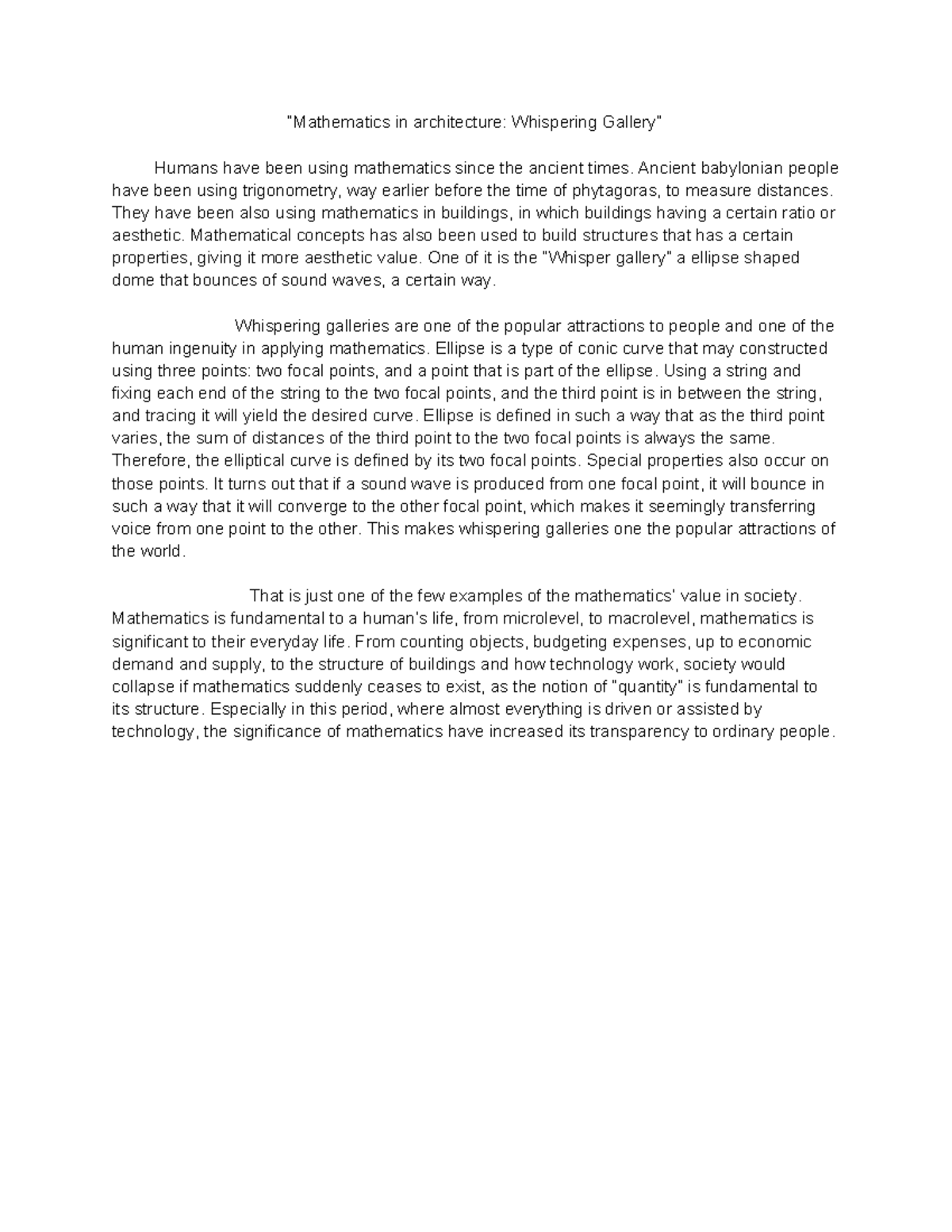 MATH 101: The Role of Math in Architecture and Whispering Galleries ...