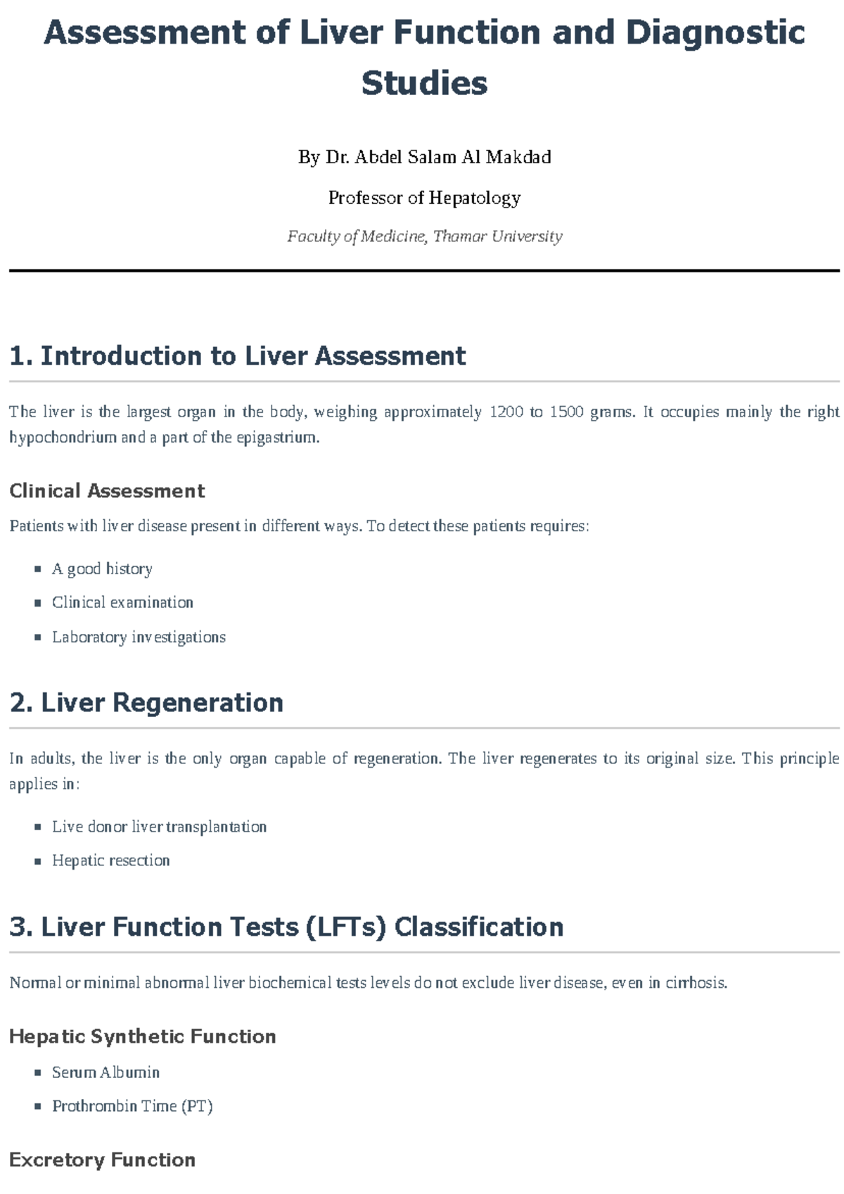 Liver Function Assessment: Diagnostic Studies & Clinical Insights - Studocu
