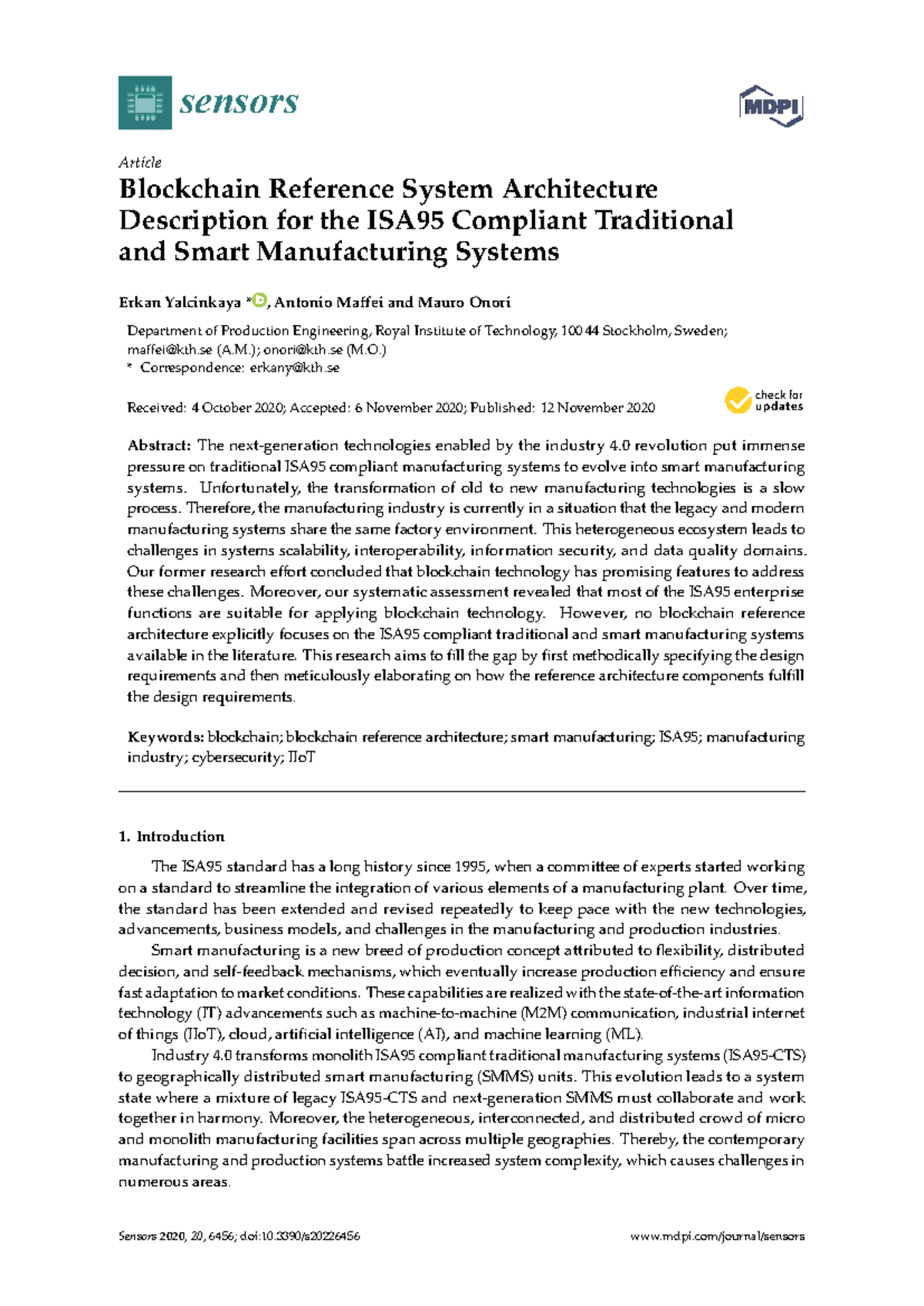 Blockchain Reference Architecture for ISA95 Compliant Smart ...