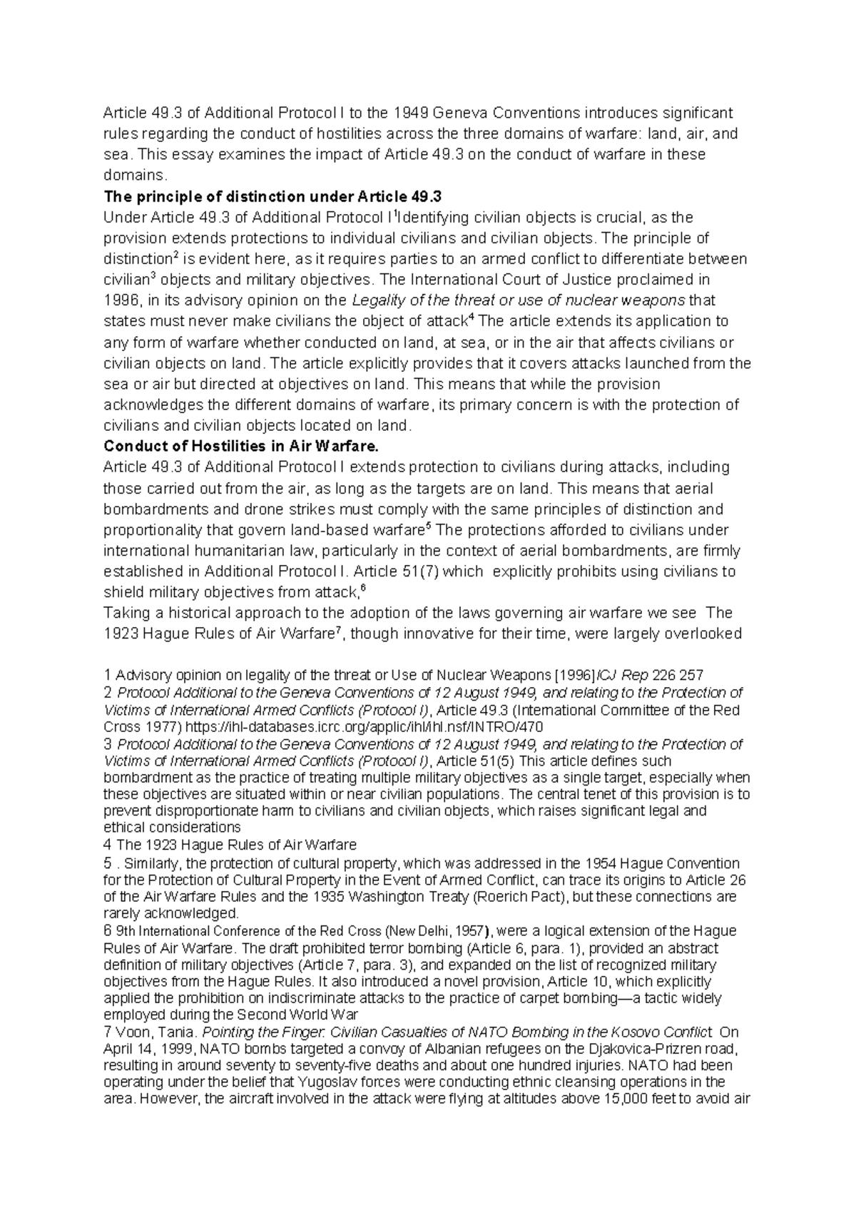 Essay on the Impact of Article 49 - Humanitarian Law Insights - Studocu