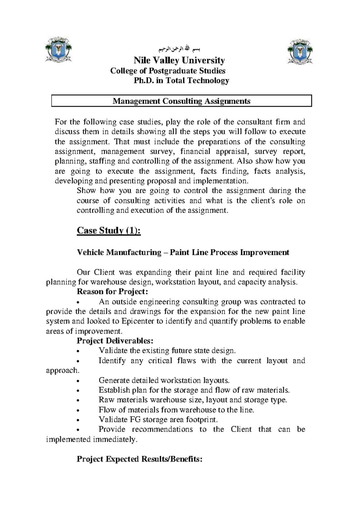 PHD-consulting assignment - حيمبسم الله الرحمن الر Nile Valley ...