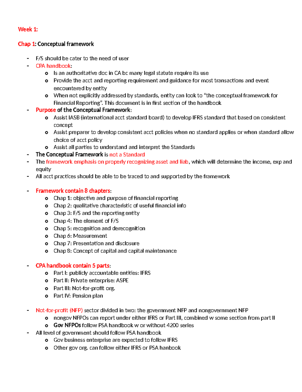 Week 1 - note week 1 - Week 1: Chap 1: Conceptual framework - F/S ...