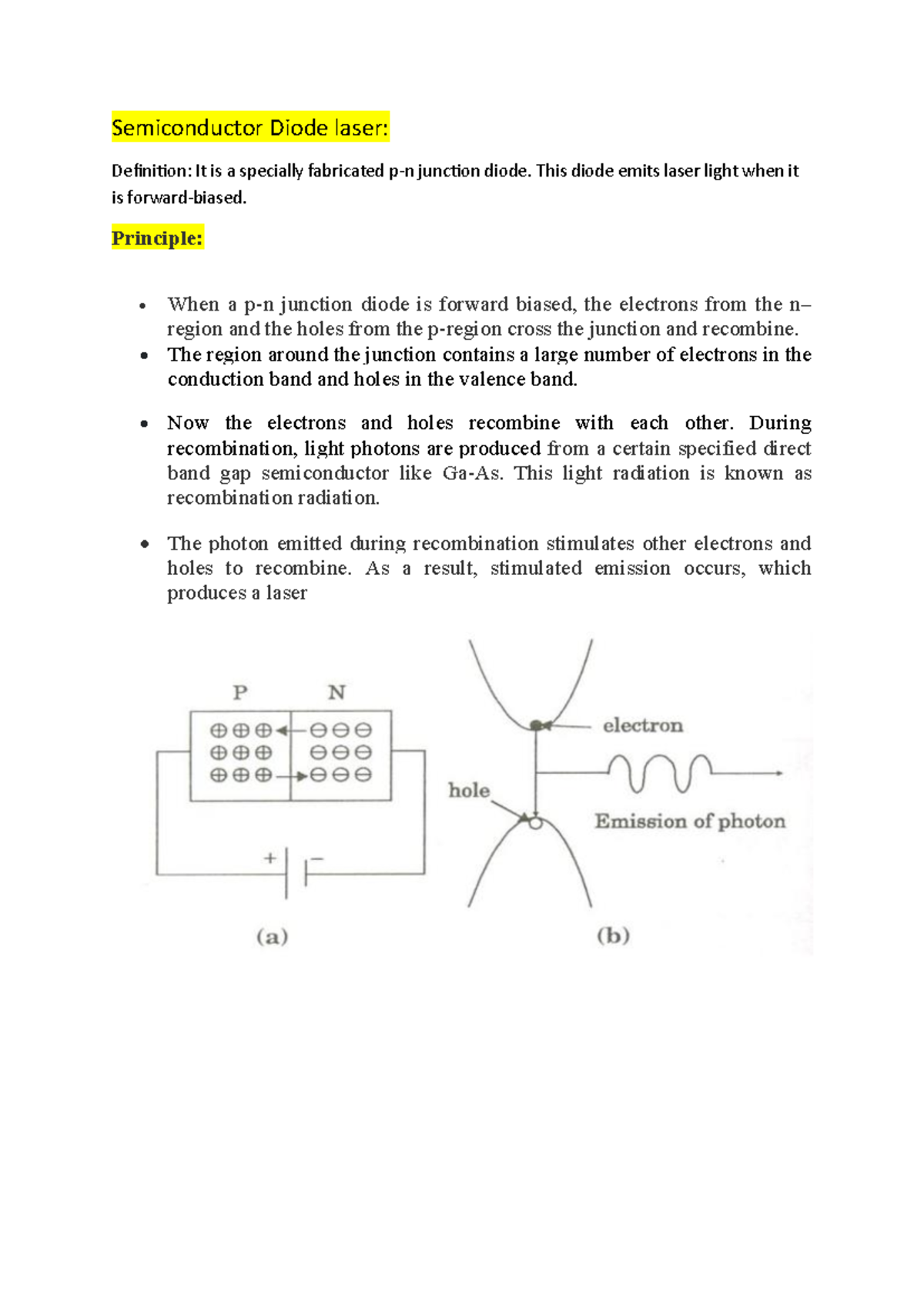Semiconductor Diode Laser: Principles and Emission Mechanism - Studocu