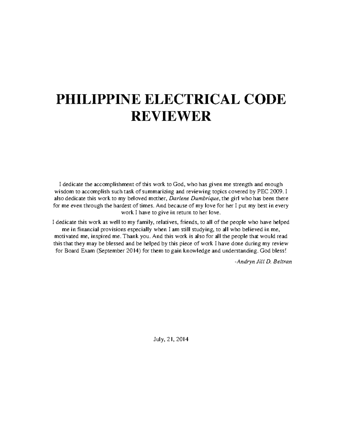 PEC 2009 Electrical Code Reviewer for Board Exam Preparation - Studocu