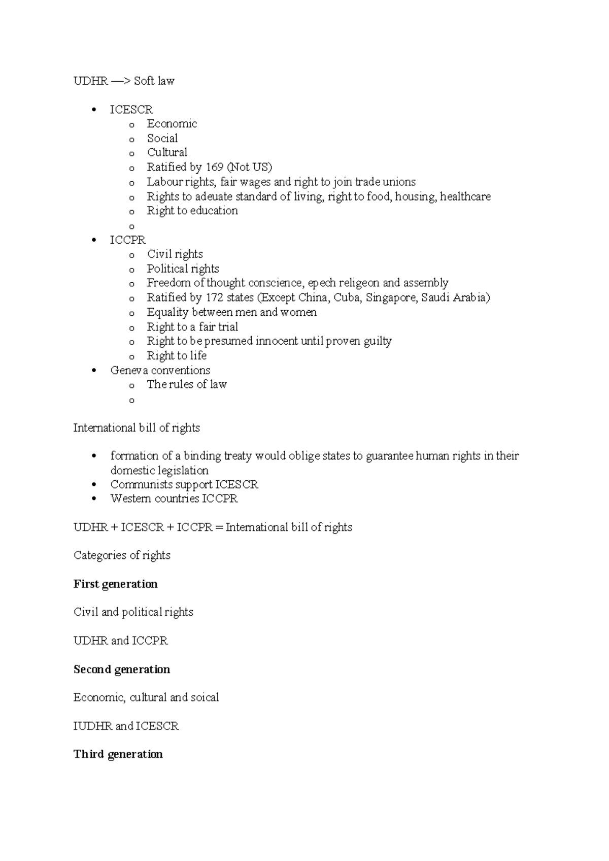 UDHR & ICESCR: Human Rights Overview & Enforcement Notes - Studocu